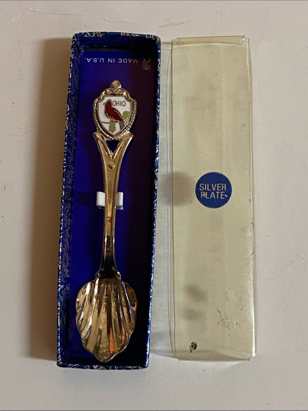 Ohio Collectible Shell Spoon - Gold Tone Silver Plate